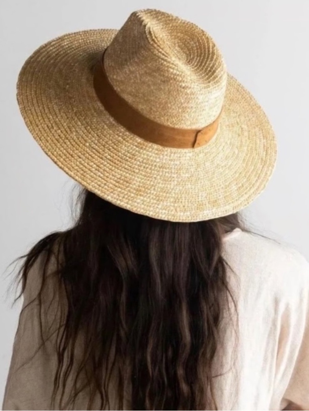 GIGI PIP Wide Brim Straw Hat with Tan Band
